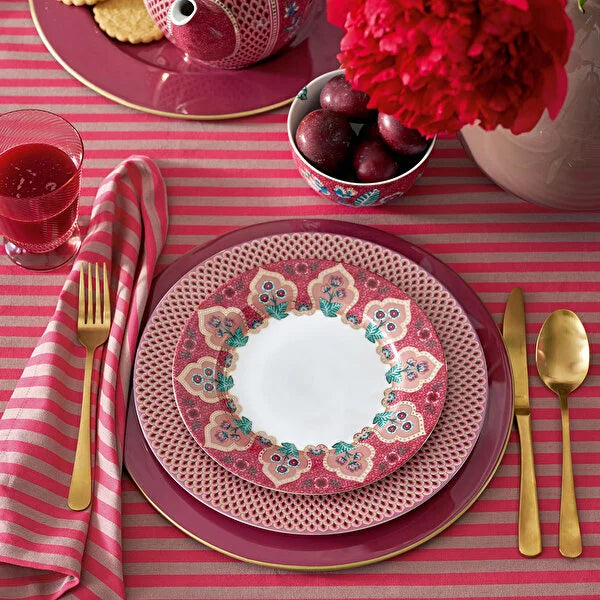 Pip Studio Flower Festival Kırmızı Porselen Yemek Tabağı 51001296