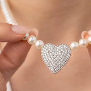 16-1 Kalp Taşlı İnci Kolye mzkcb0-gy.myshopify.com