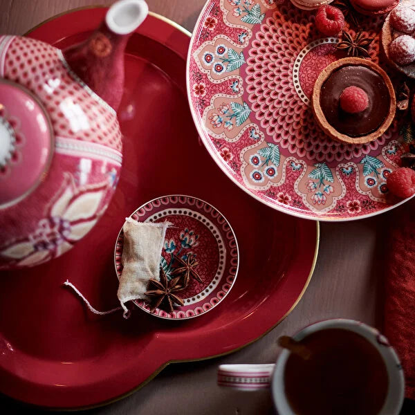 Pip Studio Flower Festival Kırmızı Porselen Çay Tabağı 51013025