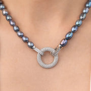 9 Siyah İncili Gümüş Halka Kolye mzkcb0-gy.myshopify.com