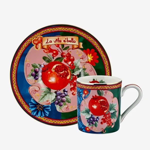 Chiara Alessi Capri Mavi Yeşil Porselen Kahve Fincan Seti CAPVB2ECBG2 #TİCSBRANDS#