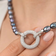 9-1 Siyah İncili Gümüş Halka Kolye mzkcb0-gy.myshopify.com