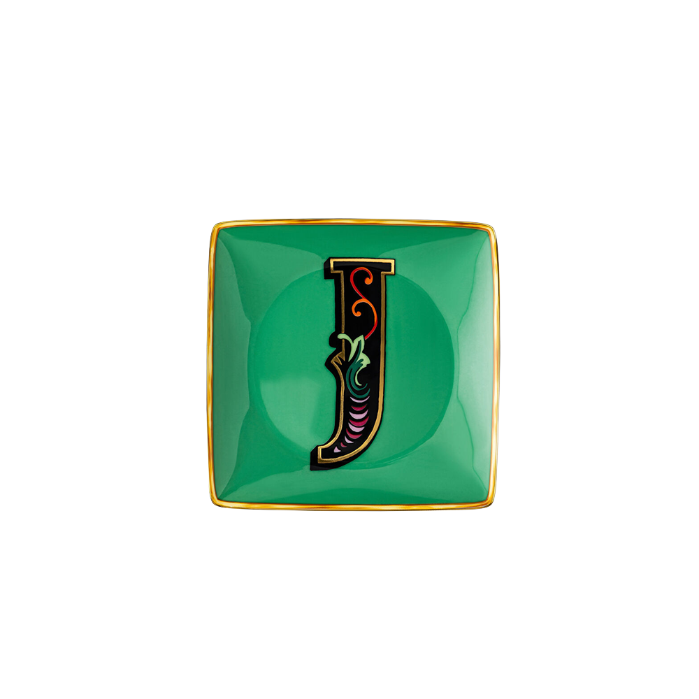Alphabet J Harfli Porselen Dekoratif Tabak 12 cm