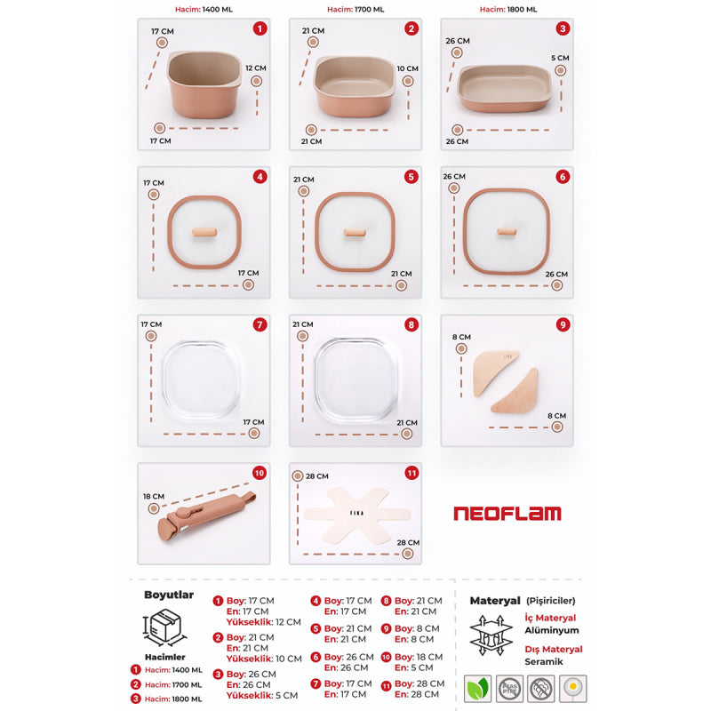 Neoflam Fika Comfort Terracota Tencere ve Tava Seti