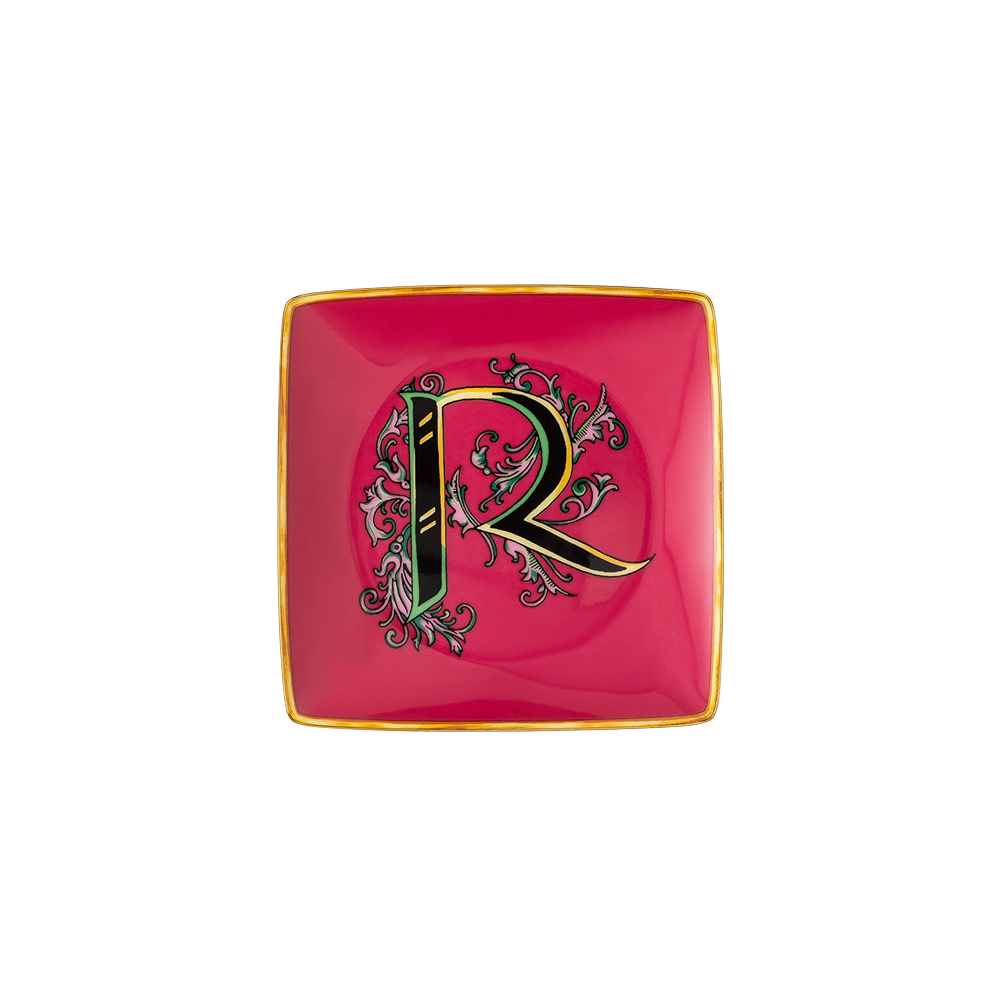 Alphabet R Harfli Porselen Dekoratif Tabak 12 cm